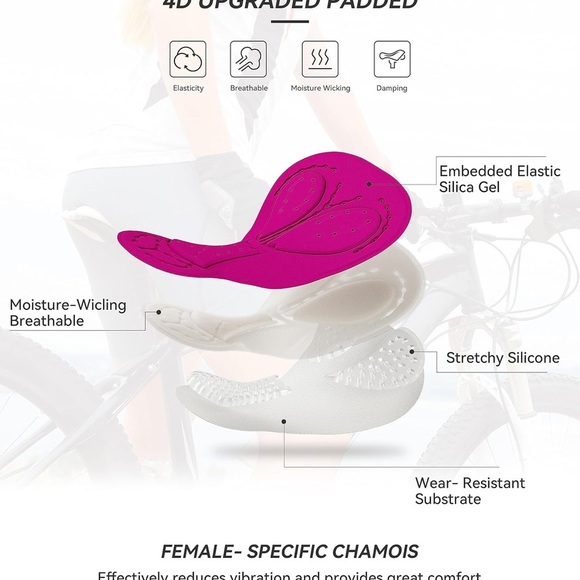 Women's 4D Padded Underwear Cycling Bicycle Riding Briefs | Size Large | Black - Picture 4 of 6